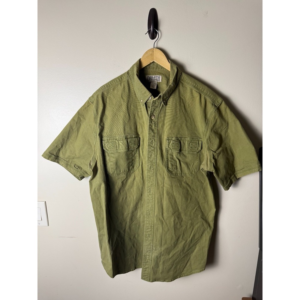 Duluth Trading Co Shirt Mens XLT Tall Green Button Down Heavyweight